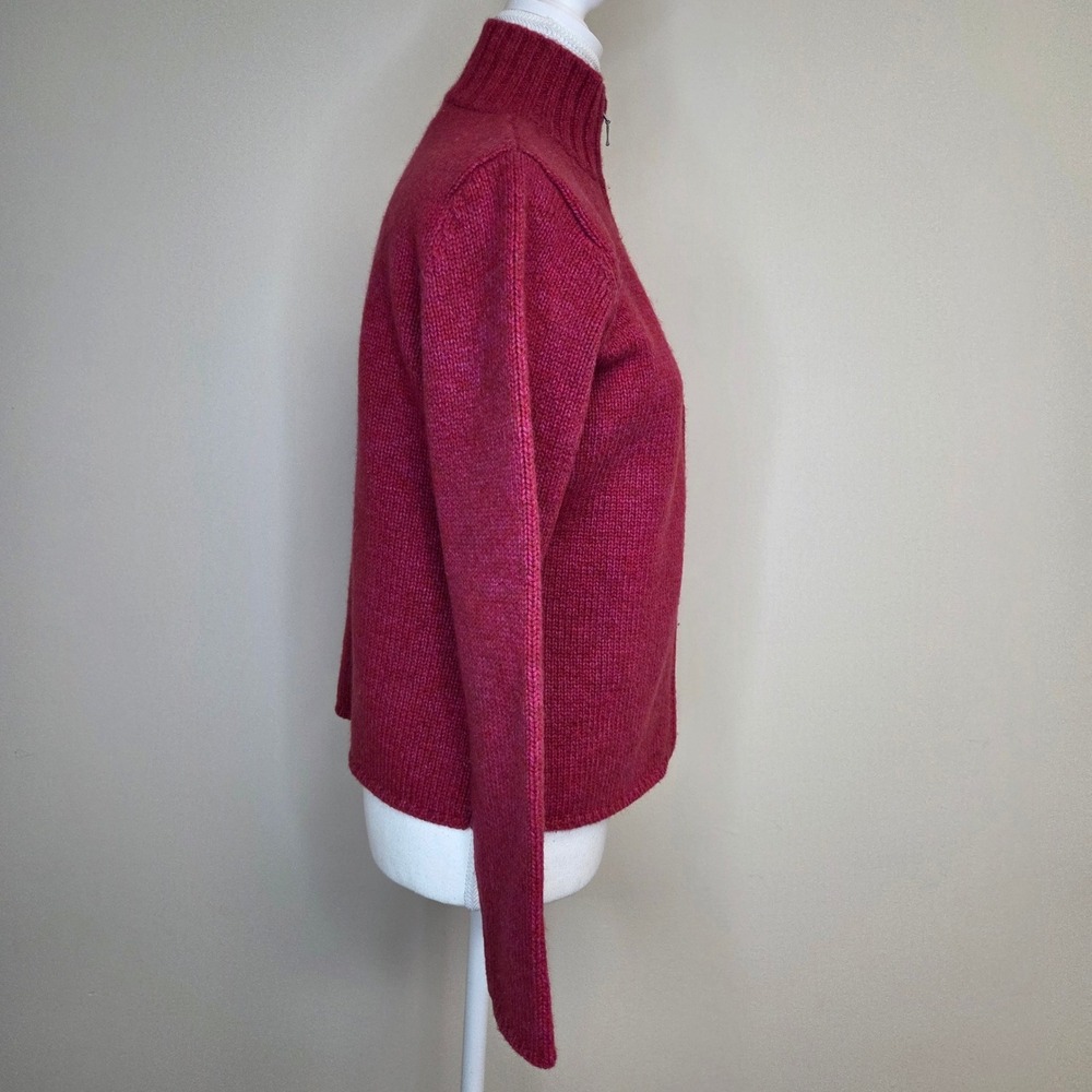 LL‎ Bean Womens Magenta Pink Lambswool Angora Zip Up Mock Neck Sweater S-REG - Picture 3 of 6